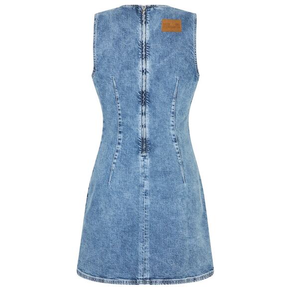 NWT ANTHROPOLOGIE Baum und Pferdgarten Ajki Bow Denim Mini Dress $249 SIZE 8 - Picture 8 of 9